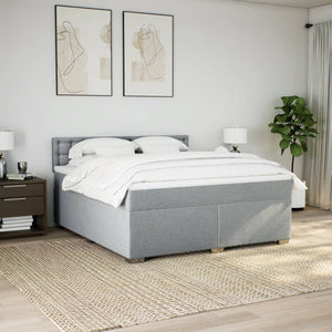 Κρεβάτι Boxspring με Στρώμα Ανοιχτό Γκρι 180x200 εκ. Υφασμάτινο - Pakobazaar