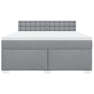 Κρεβάτι Boxspring με Στρώμα Ανοιχτό Γκρι 180x200 εκ. Υφασμάτινο - Pakobazaar