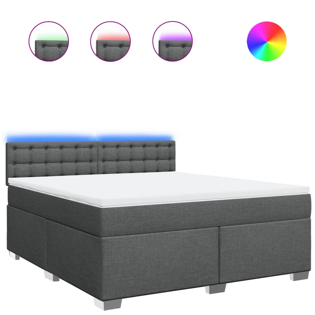 Κρεβάτι Boxspring με Στρώμα Σκούρο Γκρι 180x200 εκ Υφασμάτιν - Pakobazaar