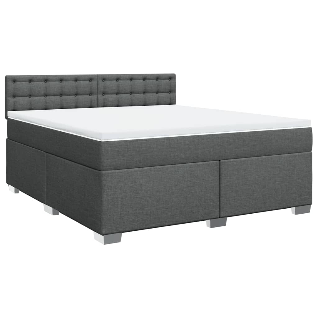 Κρεβάτι Boxspring με Στρώμα Σκούρο Γκρι 180x200 εκ Υφασμάτιν - Pakobazaar
