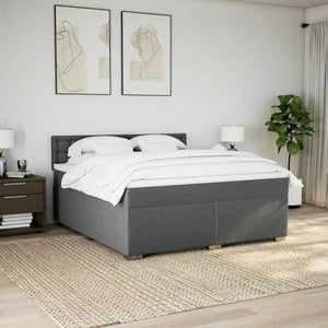 Κρεβάτι Boxspring με Στρώμα Σκούρο Γκρι 180x200 εκ Υφασμάτιν - Pakobazaar