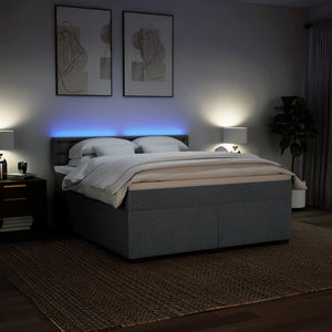 Κρεβάτι Boxspring με Στρώμα Σκούρο Γκρι 180x200 εκ Υφασμάτιν - Pakobazaar
