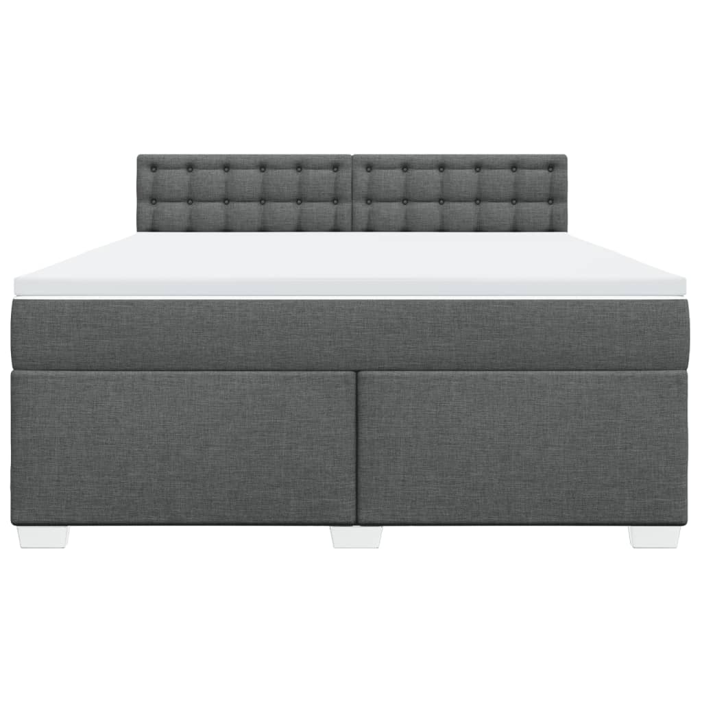 Κρεβάτι Boxspring με Στρώμα Σκούρο Γκρι 180x200 εκ Υφασμάτιν - Pakobazaar