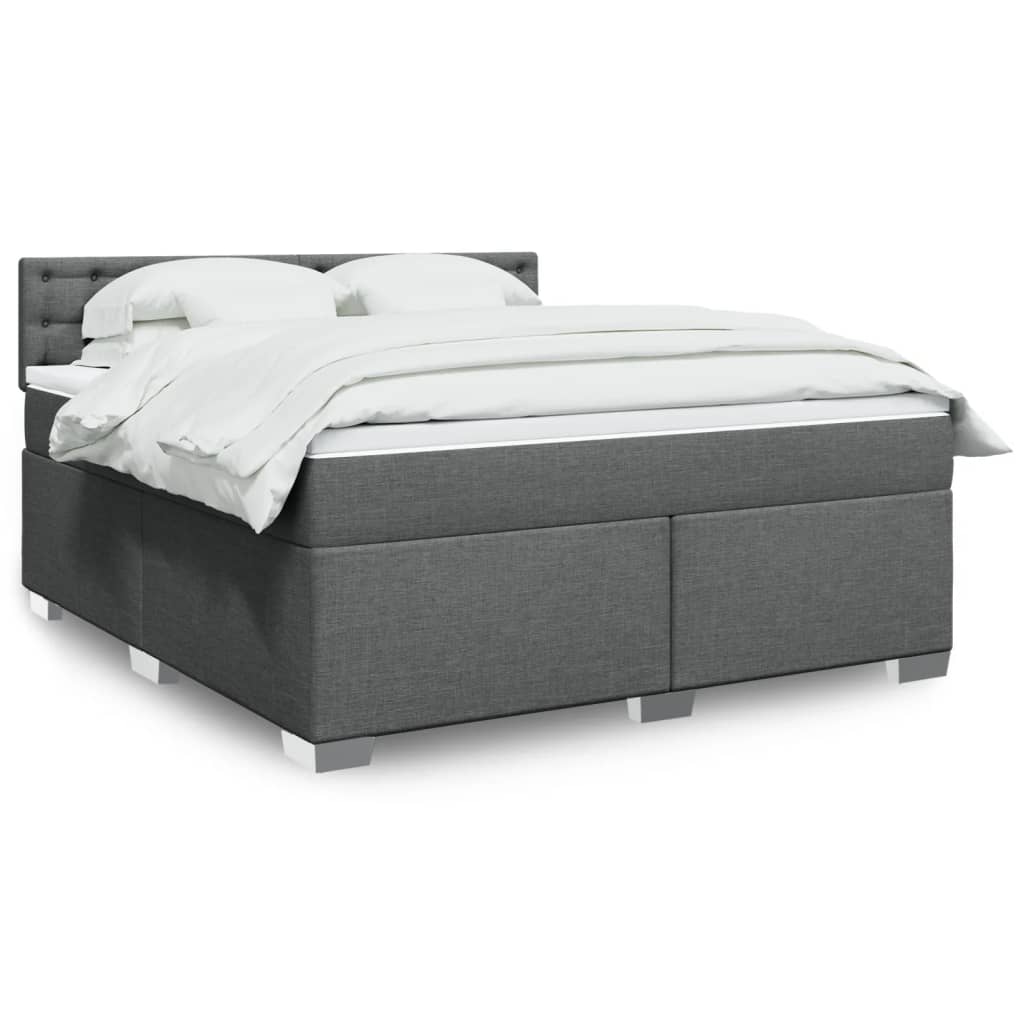 Κρεβάτι Boxspring με Στρώμα Σκούρο Γκρι 180x200 εκ Υφασμάτιν - Pakobazaar