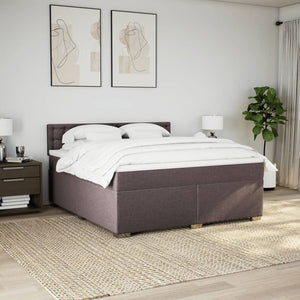 Κρεβάτι Boxspring με Στρώμα Σκούρο Καφέ 180x200 εκ Υφασμάτινο - Pakobazaar