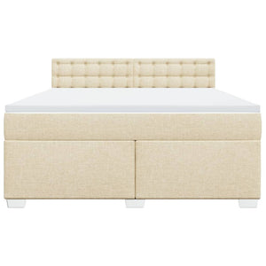 Κρεβάτι Boxspring με Στρώμα Κρεμ 180x200 εκ. Υφασμάτινο