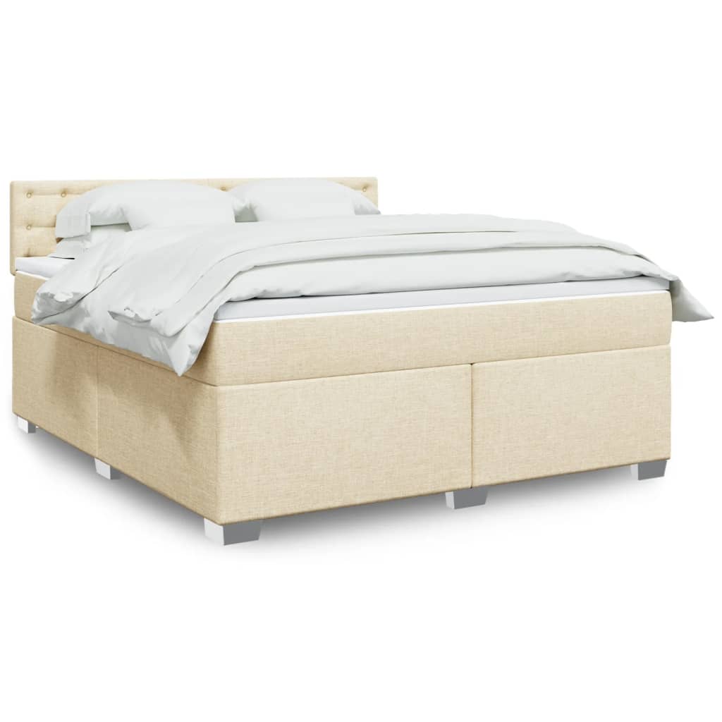 Κρεβάτι Boxspring με Στρώμα Κρεμ 180x200 εκ. Υφασμάτινο
