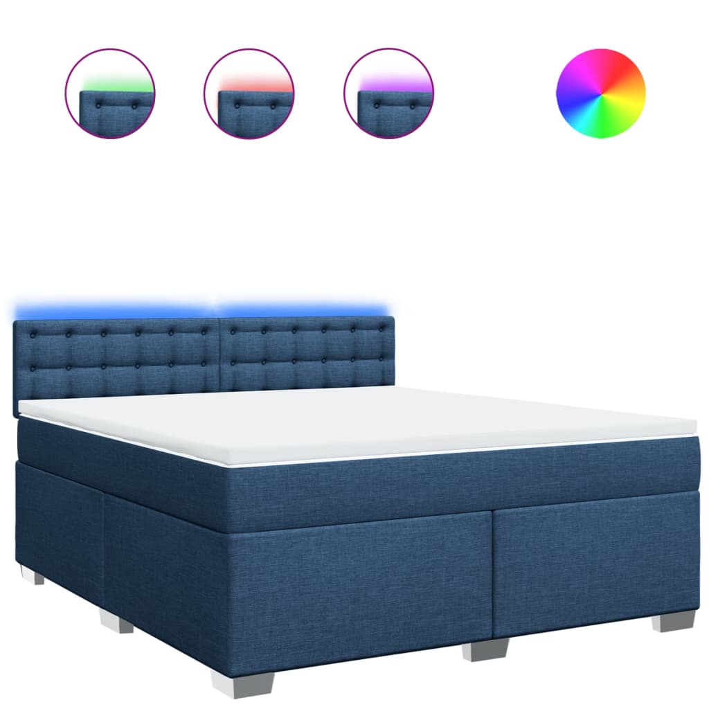 Κρεβάτι Boxspring με Στρώμα Μπλε 180x200 εκ. Υφασμάτινο