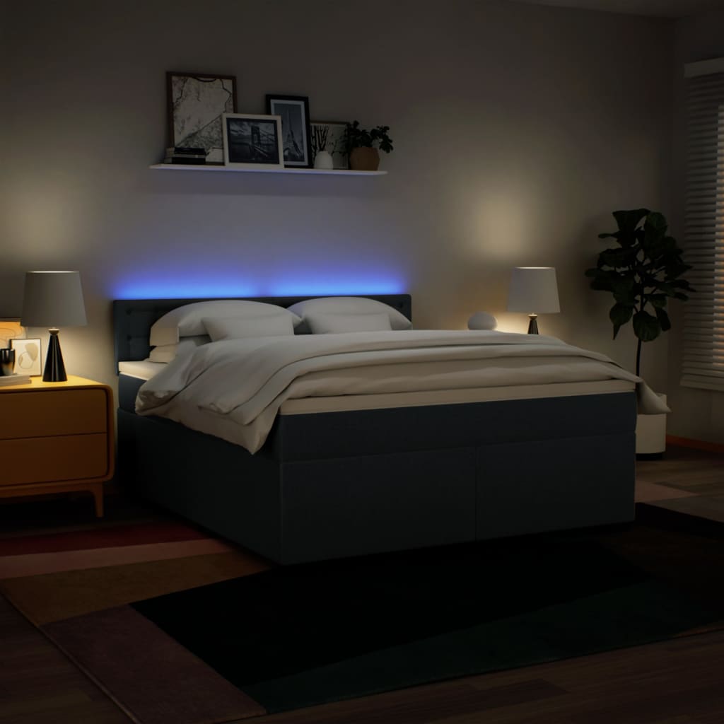 Κρεβάτι Boxspring με Στρώμα Μπλε 180x200 εκ. Υφασμάτινο