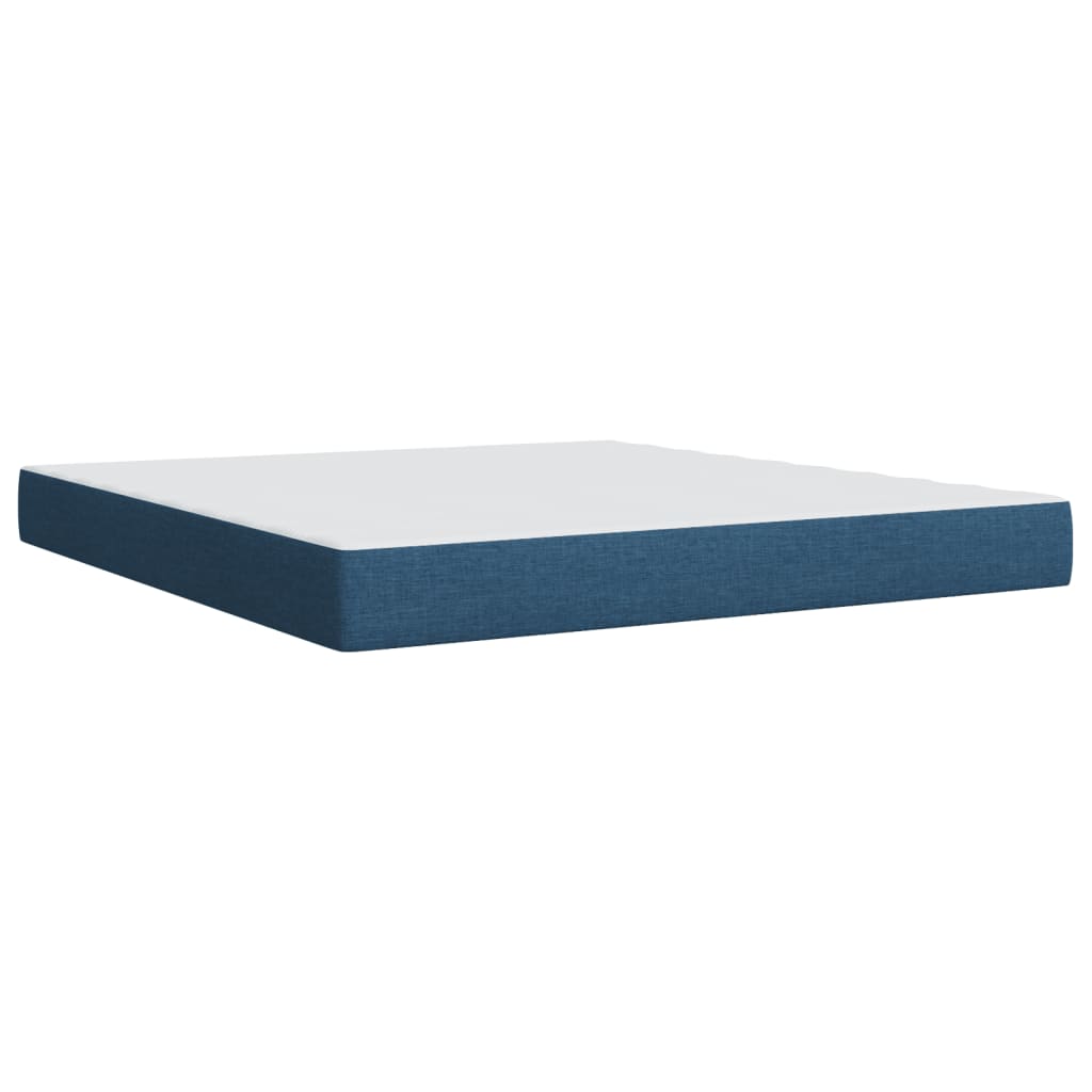 Κρεβάτι Boxspring με Στρώμα Μπλε 180x200 εκ. Υφασμάτινο