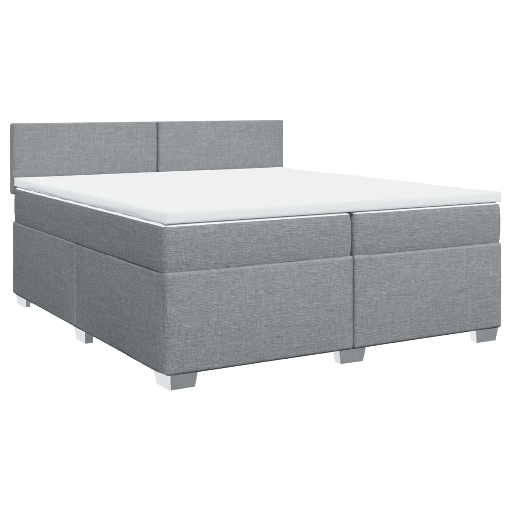 Κρεβάτι Boxspring με Στρώμα Ανοιχτό Γκρι 200x200 εκ. Υφασμάτινο - Pakobazaar