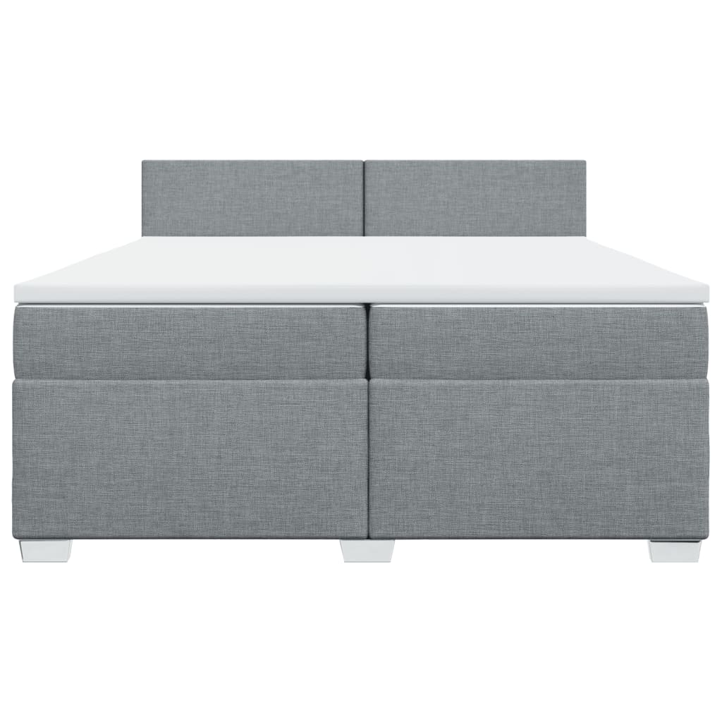 Κρεβάτι Boxspring με Στρώμα Ανοιχτό Γκρι 200x200 εκ. Υφασμάτινο - Pakobazaar