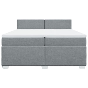 Κρεβάτι Boxspring με Στρώμα Ανοιχτό Γκρι 200x200 εκ. Υφασμάτινο - Pakobazaar