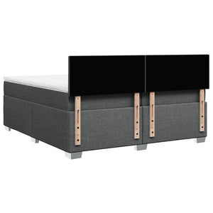 Κρεβάτι Boxspring με Στρώμα Σκούρο Γκρι 200x200 εκ. Υφασμάτινο - Pakobazaar