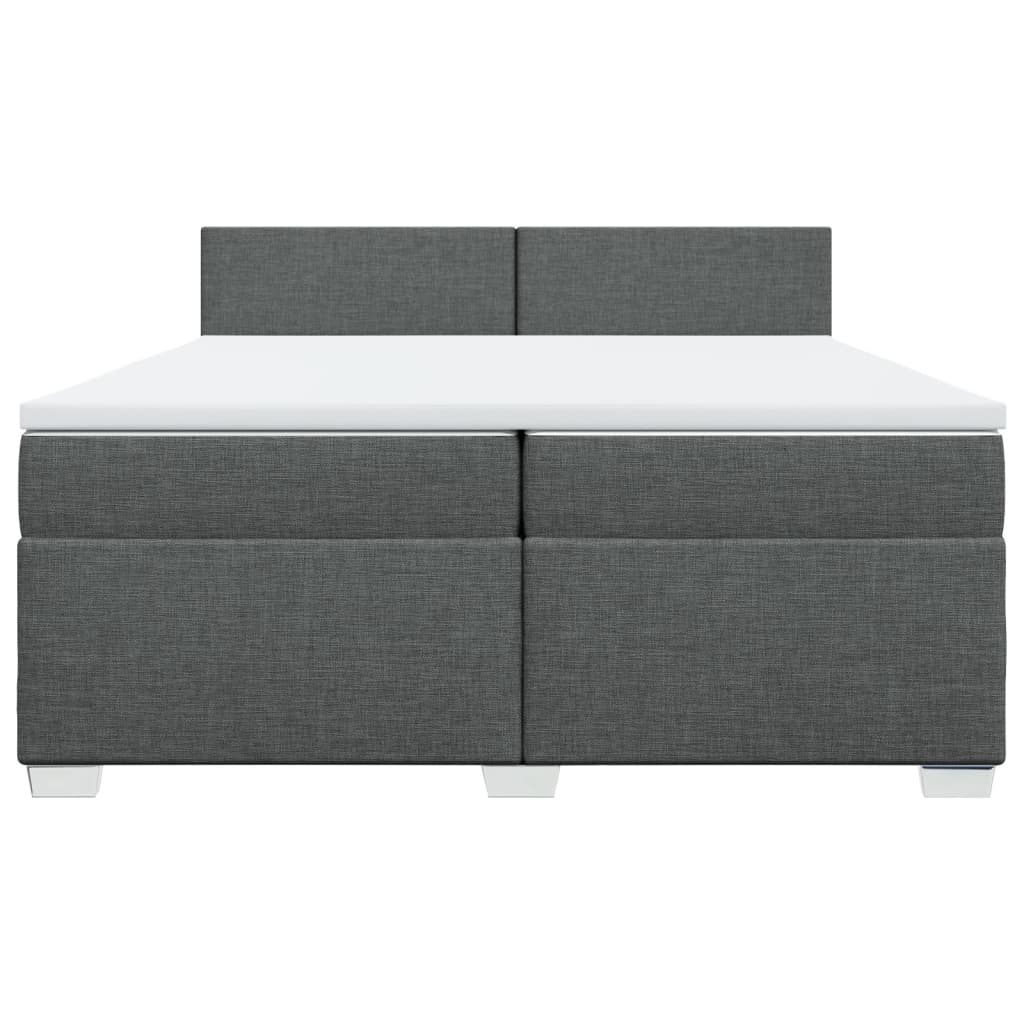 Κρεβάτι Boxspring με Στρώμα Σκούρο Γκρι 200x200 εκ. Υφασμάτινο - Pakobazaar