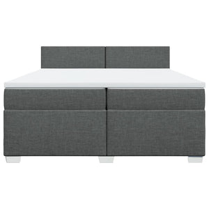 Κρεβάτι Boxspring με Στρώμα Σκούρο Γκρι 200x200 εκ. Υφασμάτινο - Pakobazaar