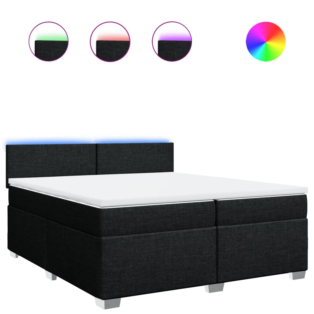 Κρεβάτι Boxspring με Στρώμα Μαύρο 200x200 εκ. Υφασμάτινο - Pakobazaar
