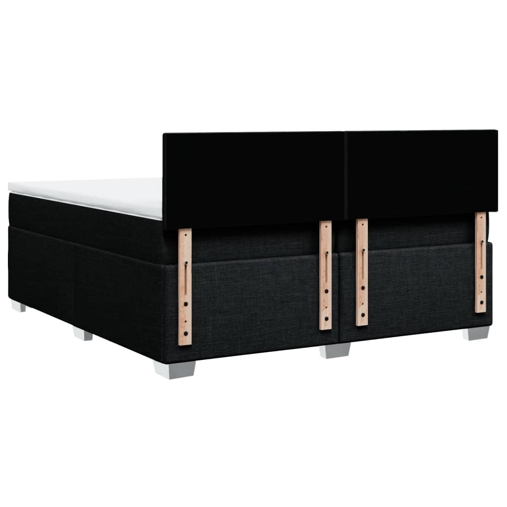 Κρεβάτι Boxspring με Στρώμα Μαύρο 200x200 εκ. Υφασμάτινο - Pakobazaar