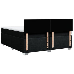 Κρεβάτι Boxspring με Στρώμα Μαύρο 200x200 εκ. Υφασμάτινο - Pakobazaar