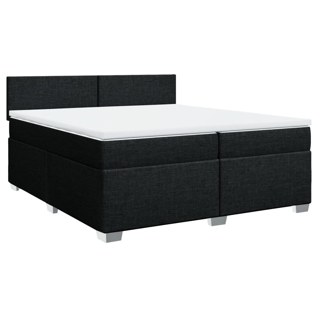 Κρεβάτι Boxspring με Στρώμα Μαύρο 200x200 εκ. Υφασμάτινο - Pakobazaar