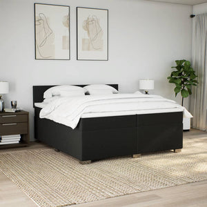 Κρεβάτι Boxspring με Στρώμα Μαύρο 200x200 εκ. Υφασμάτινο - Pakobazaar