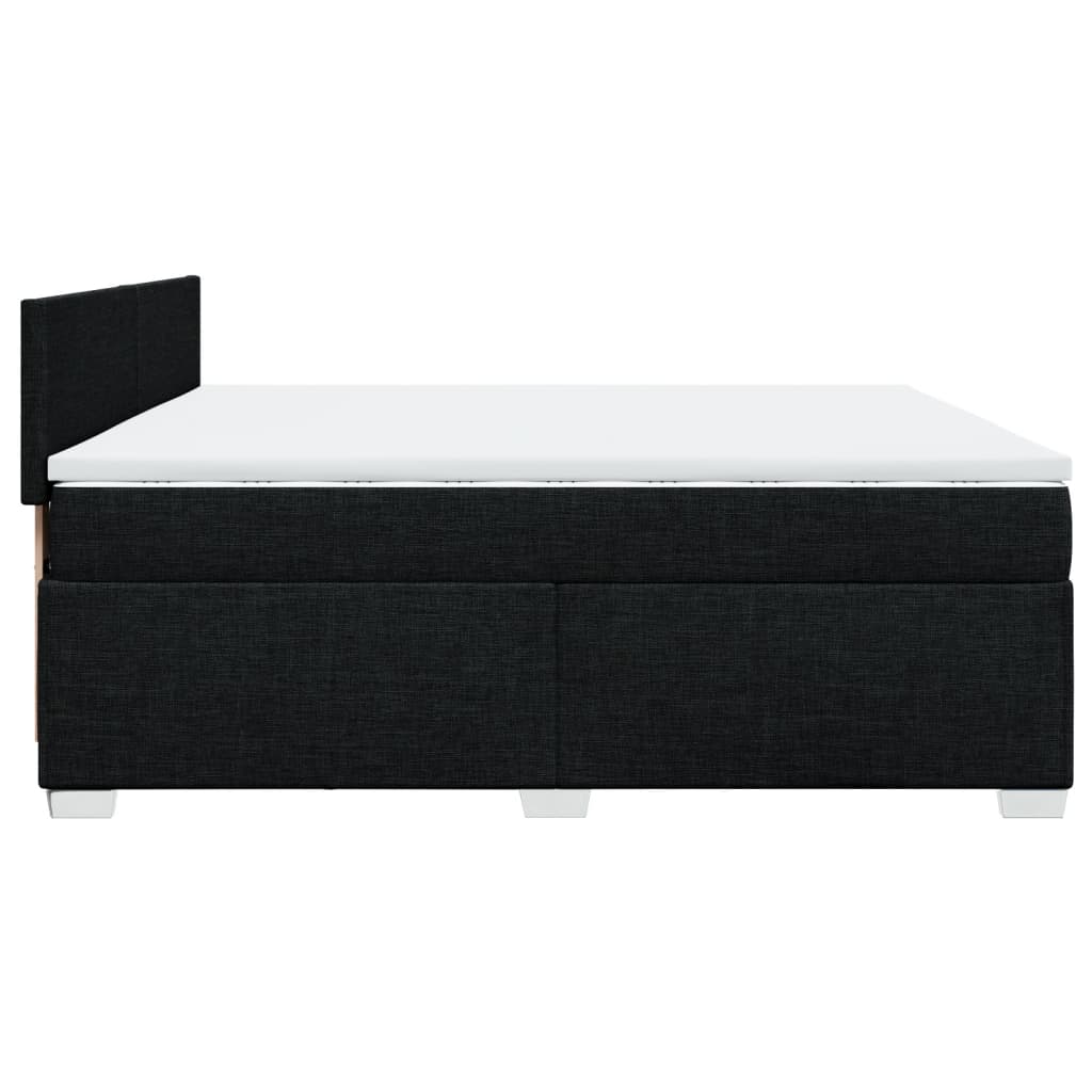 Κρεβάτι Boxspring με Στρώμα Μαύρο 200x200 εκ. Υφασμάτινο - Pakobazaar