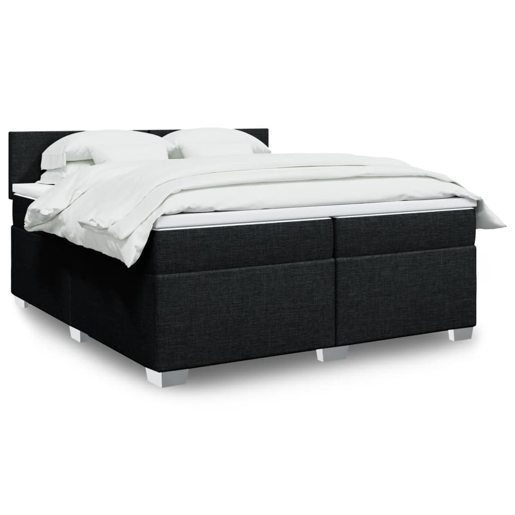 Κρεβάτι Boxspring με Στρώμα Μαύρο 200x200 εκ. Υφασμάτινο - Pakobazaar