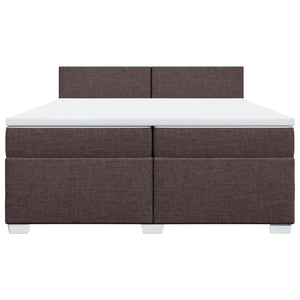Κρεβάτι Boxspring με Στρώμα Σκούρο Καφέ 200x200 εκ. Υφασμάτινο - Pakobazaar