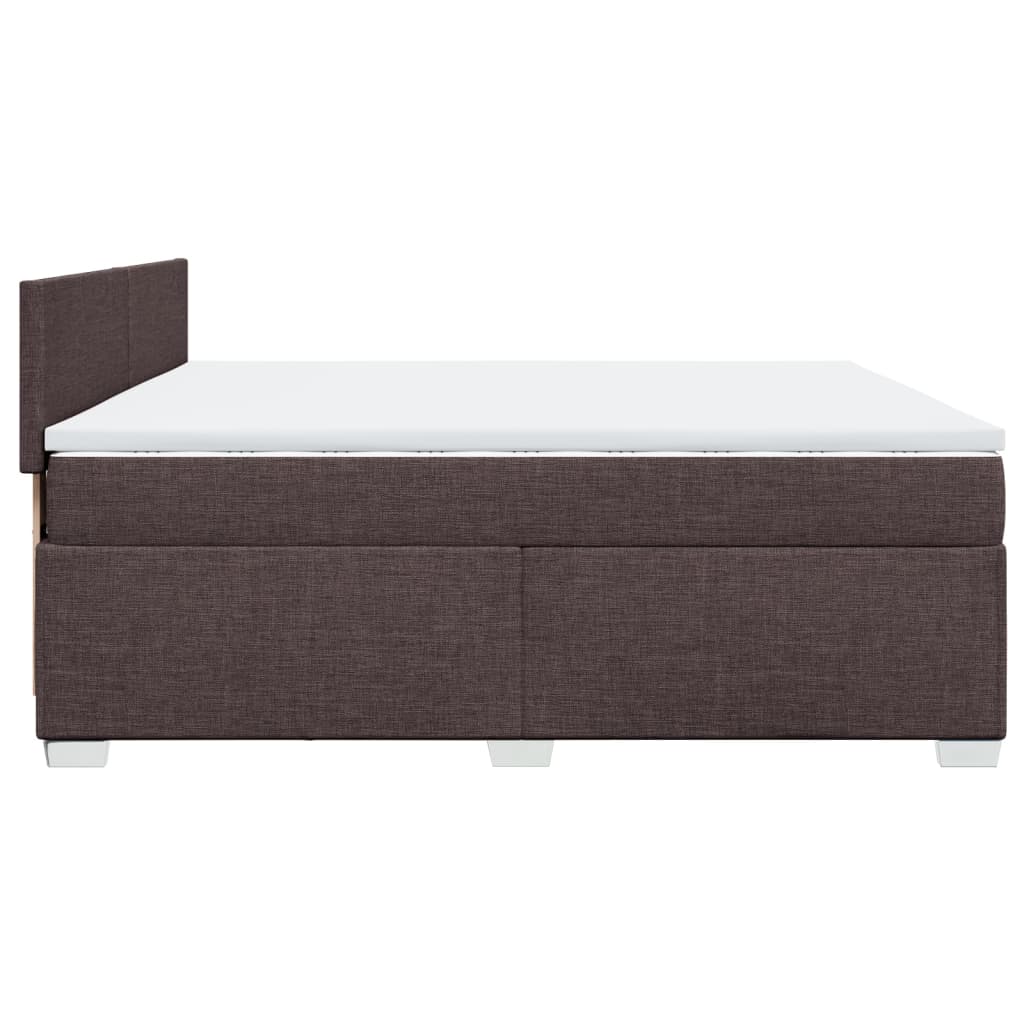 Κρεβάτι Boxspring με Στρώμα Σκούρο Καφέ 200x200 εκ. Υφασμάτινο - Pakobazaar