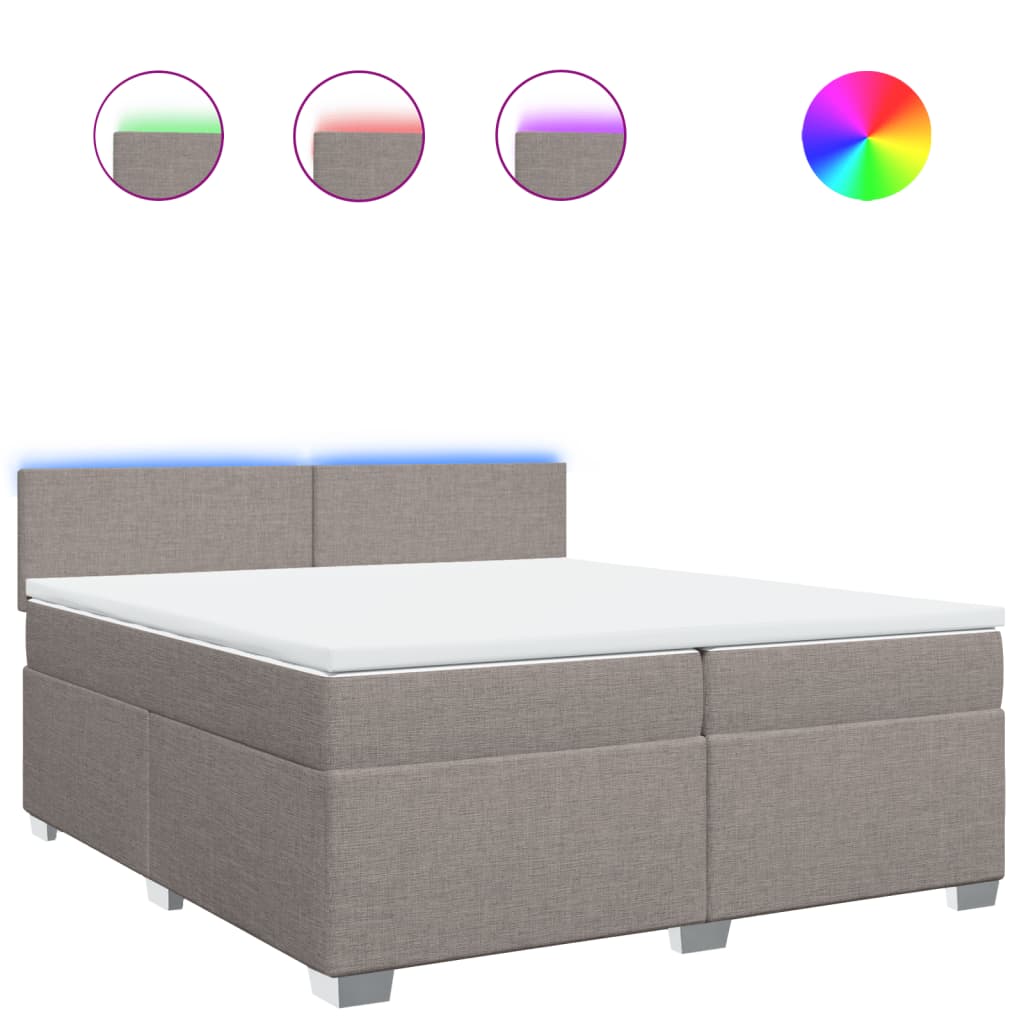 Κρεβάτι Boxspring με Στρώμα Taupe 200x200 εκ. Υφασμάτινο - Pakobazaar