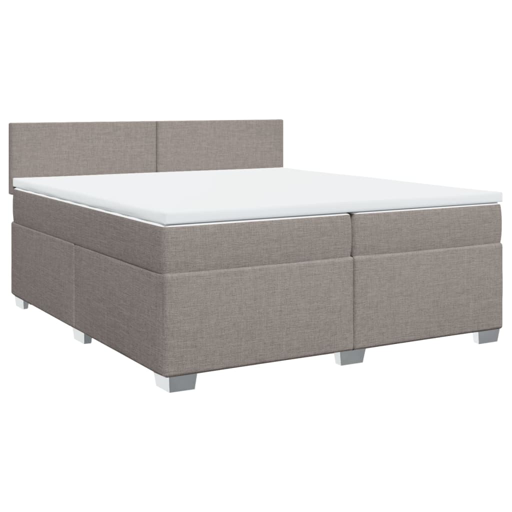 Κρεβάτι Boxspring με Στρώμα Taupe 200x200 εκ. Υφασμάτινο - Pakobazaar