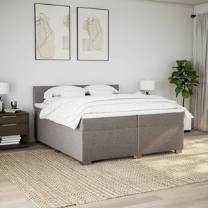 Κρεβάτι Boxspring με Στρώμα Taupe 200x200 εκ. Υφασμάτινο - Pakobazaar