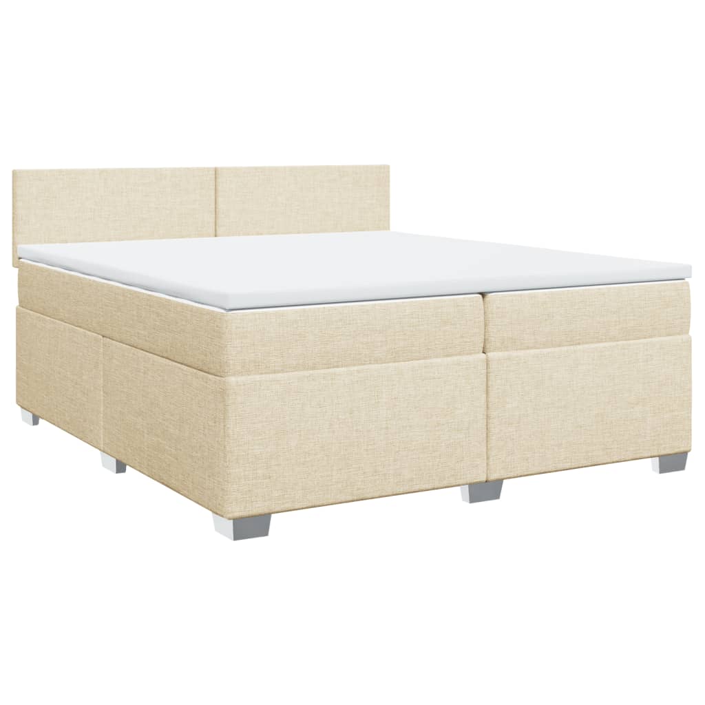 Κρεβάτι Boxspring με Στρώμα Κρεμ 200x200 εκ. Υφασμάτινο - Pakobazaar