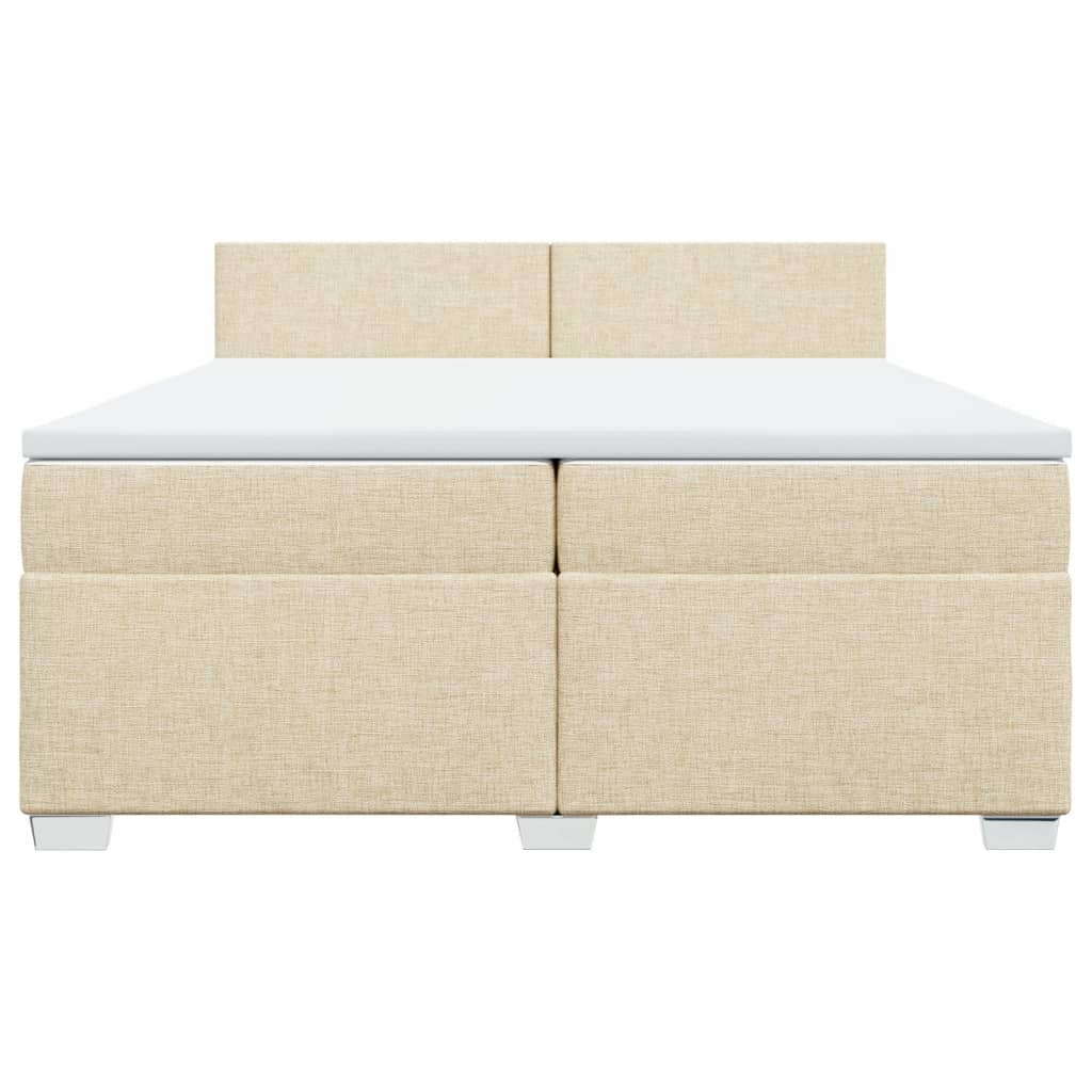 Κρεβάτι Boxspring με Στρώμα Κρεμ 200x200 εκ. Υφασμάτινο - Pakobazaar