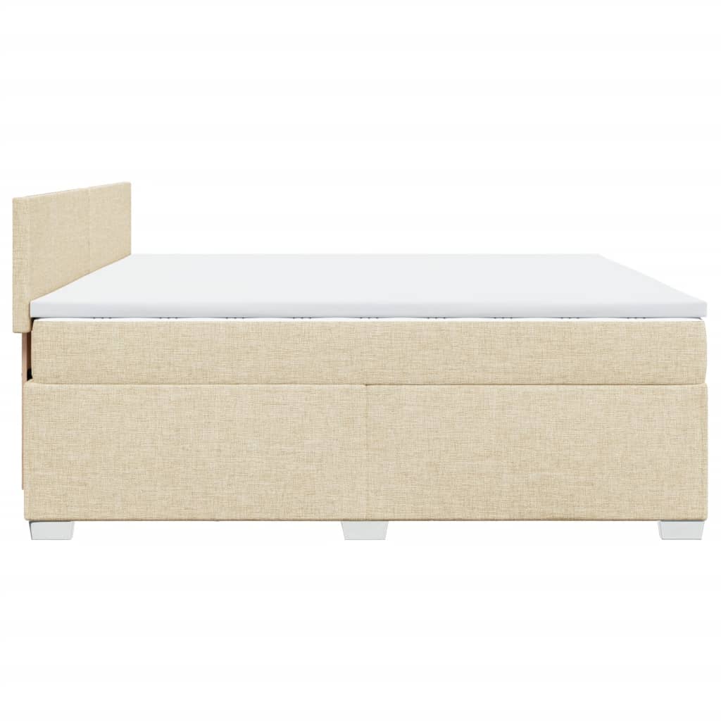 Κρεβάτι Boxspring με Στρώμα Κρεμ 200x200 εκ. Υφασμάτινο - Pakobazaar