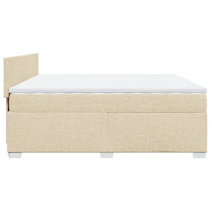 Κρεβάτι Boxspring με Στρώμα Κρεμ 200x200 εκ. Υφασμάτινο - Pakobazaar