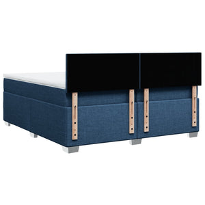 Κρεβάτι Boxspring με Στρώμα Μπλε 200x200 εκ. Υφασμάτινο - Pakobazaar