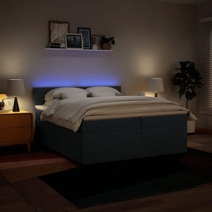 Κρεβάτι Boxspring με Στρώμα Μπλε 200x200 εκ. Υφασμάτινο - Pakobazaar