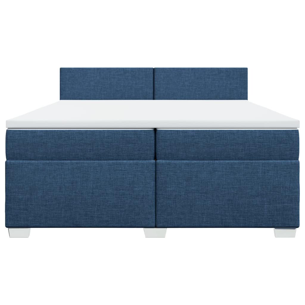 Κρεβάτι Boxspring με Στρώμα Μπλε 200x200 εκ. Υφασμάτινο - Pakobazaar