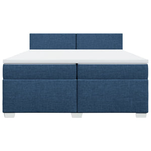 Κρεβάτι Boxspring με Στρώμα Μπλε 200x200 εκ. Υφασμάτινο - Pakobazaar