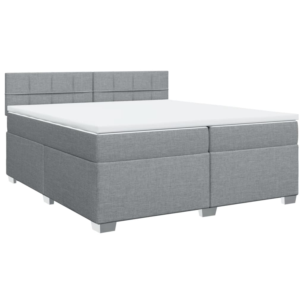 Κρεβάτι Boxspring με Στρώμα Ανοιχτό Γκρι 200x200 εκ. Υφασμάτινο - Pakobazaar