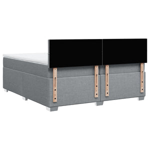 Κρεβάτι Boxspring με Στρώμα Ανοιχτό Γκρι 200x200 εκ. Υφασμάτινο - Pakobazaar