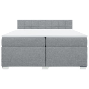 Κρεβάτι Boxspring με Στρώμα Ανοιχτό Γκρι 200x200 εκ. Υφασμάτινο - Pakobazaar