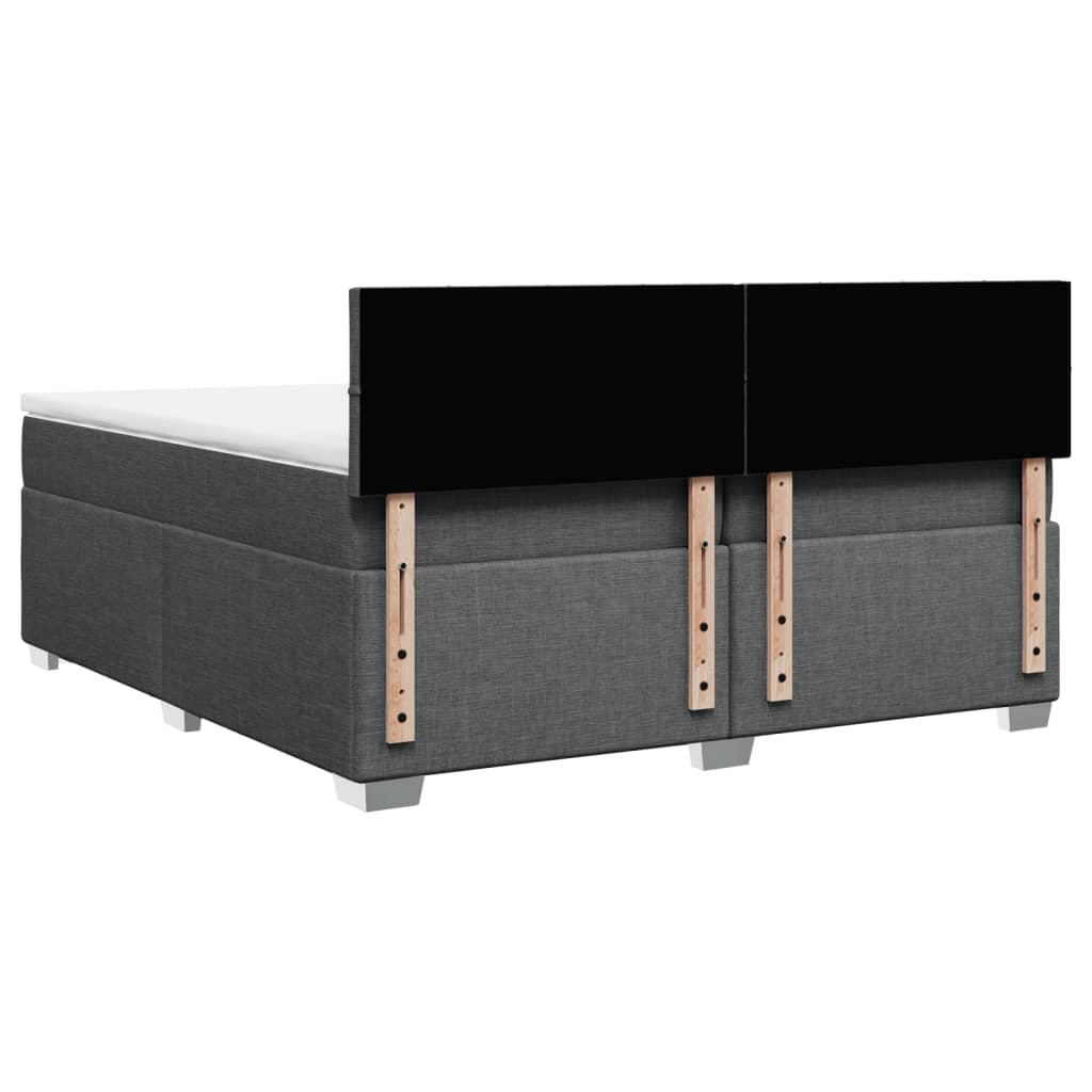 Κρεβάτι Boxspring με Στρώμα Σκούρο Γκρι 200x200 εκ. Υφασμάτινο - Pakobazaar
