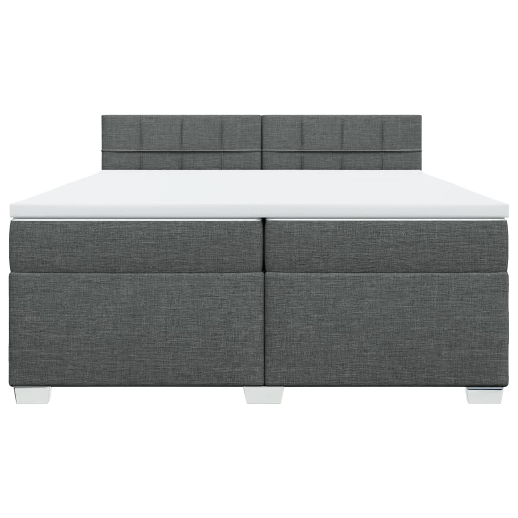 Κρεβάτι Boxspring με Στρώμα Σκούρο Γκρι 200x200 εκ. Υφασμάτινο - Pakobazaar