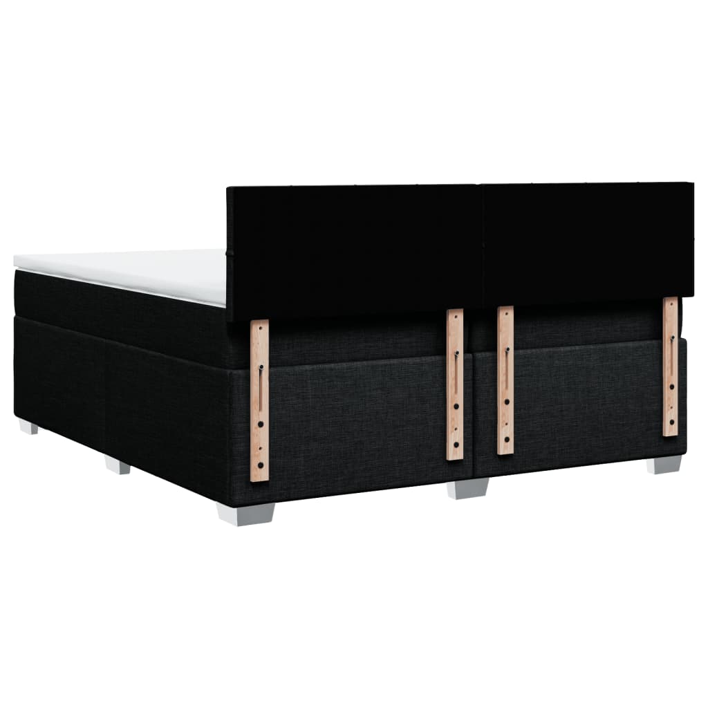 Κρεβάτι Boxspring με Στρώμα Μαύρο 200x200 εκ. Υφασμάτινο - Pakobazaar