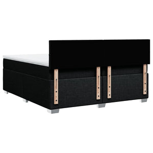 Κρεβάτι Boxspring με Στρώμα Μαύρο 200x200 εκ. Υφασμάτινο - Pakobazaar