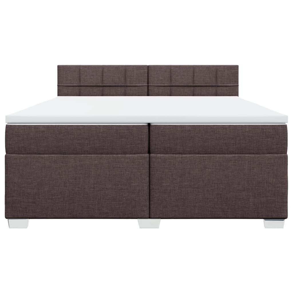 Κρεβάτι Boxspring με Στρώμα Σκούρο Καφέ 200x200 εκ. Υφασμάτινο - Pakobazaar