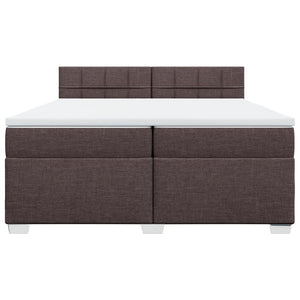 Κρεβάτι Boxspring με Στρώμα Σκούρο Καφέ 200x200 εκ. Υφασμάτινο - Pakobazaar