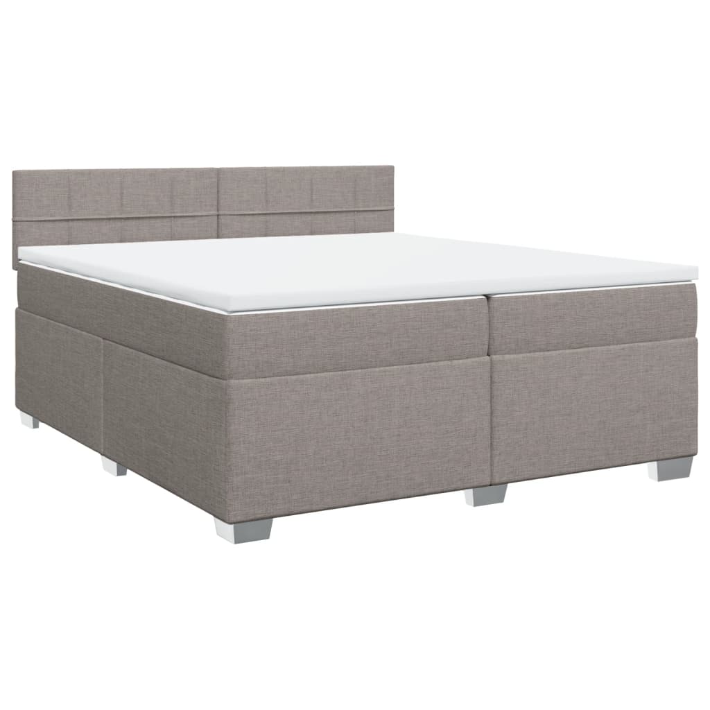Κρεβάτι Boxspring με Στρώμα Taupe 200x200 εκ. Υφασμάτινο